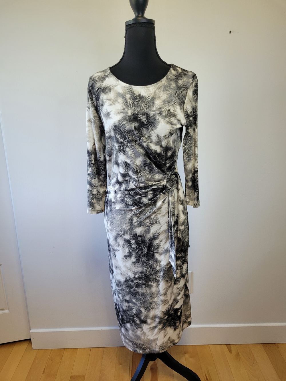 🍂 Olsen Europe Abstract Palm Print Faux Wrap Midi Dress - Size 6 - EUC